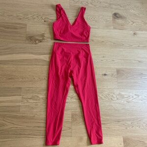 Red Two-Piece Free People Never Better Activewear Set